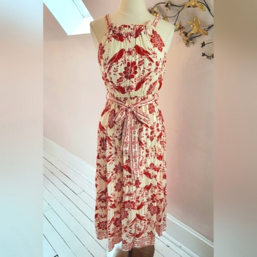 NWT Blu Pepper Red and Ivory Floral Maxi Dress